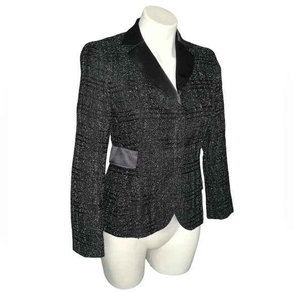 AKRIS Wool Silk Sequin Satin Tweed Blazer Jacket - Picture 15 of 15